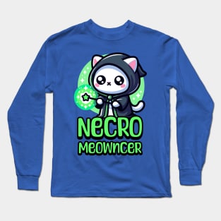 Necro Meowncer! Cute Cat Necromance Pun Long Sleeve T-Shirt